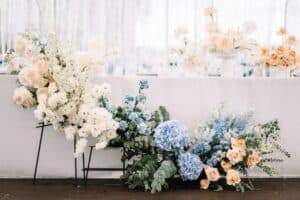 Floral installation at wedding table